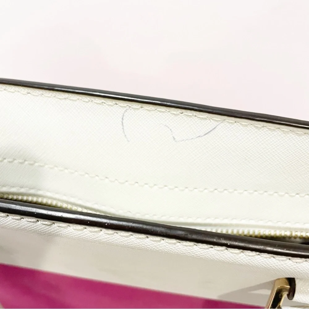 MICHAEL KORS Pink Canvas w/ White Leather Trim‎ Handbag Satchel Crossbody Bag
